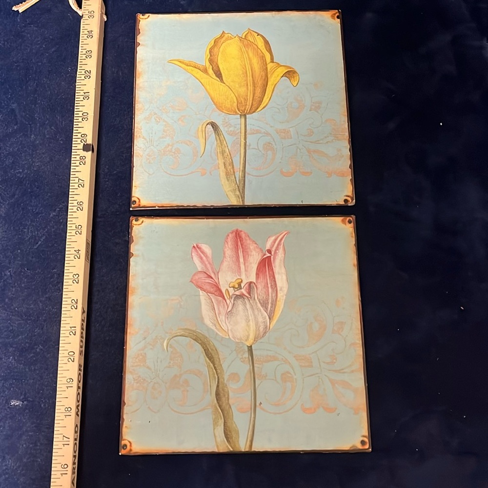 2 Pc Raz Flower Wall Decor